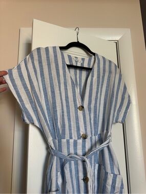 Mango Blue & White Linen Dress